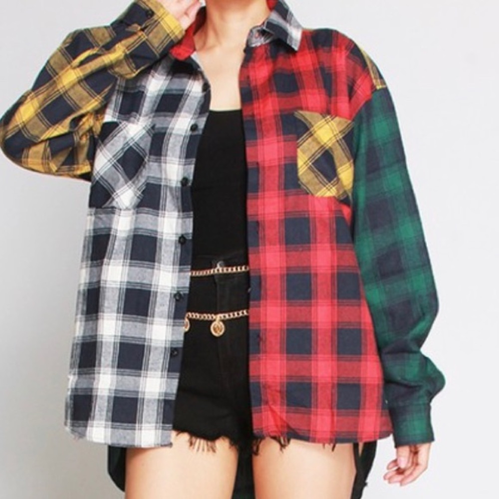 Multi Plaid Button Down Shirt